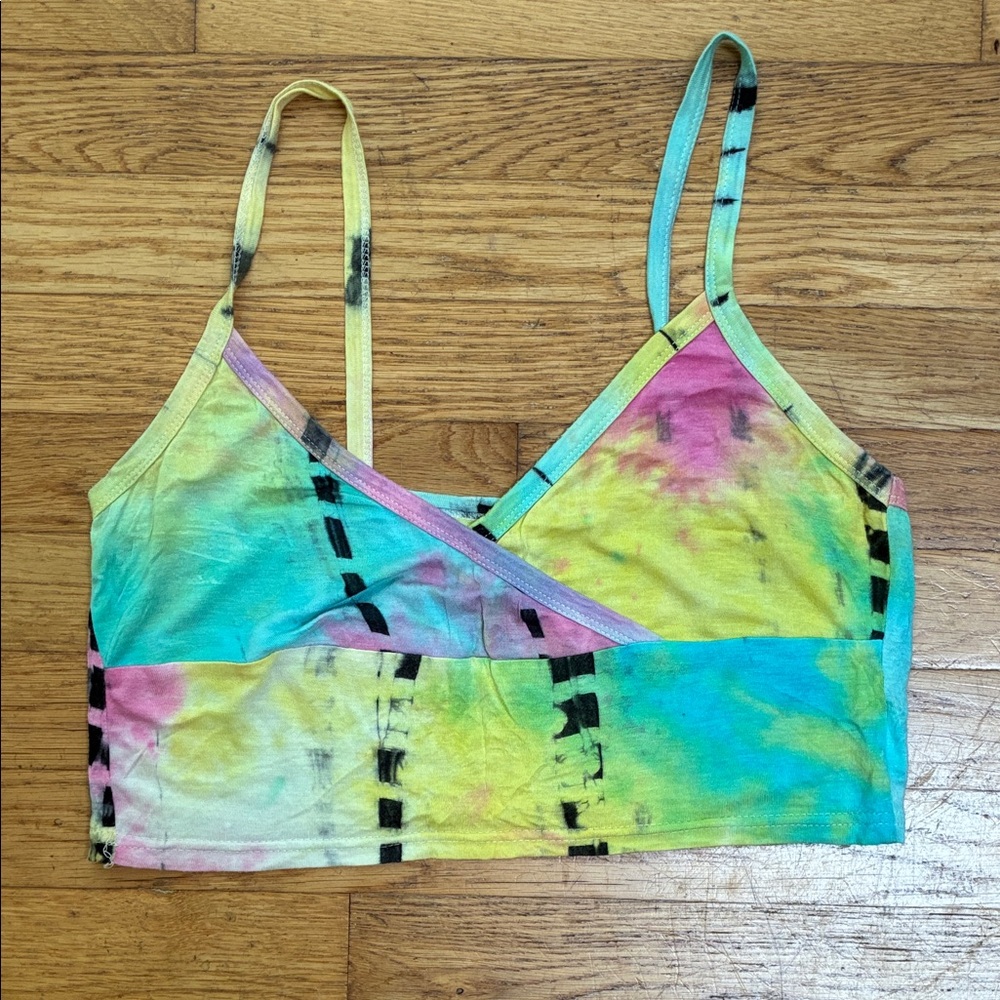 Handmade Tie Dye V Neck Lightweight Crop Top Shirt